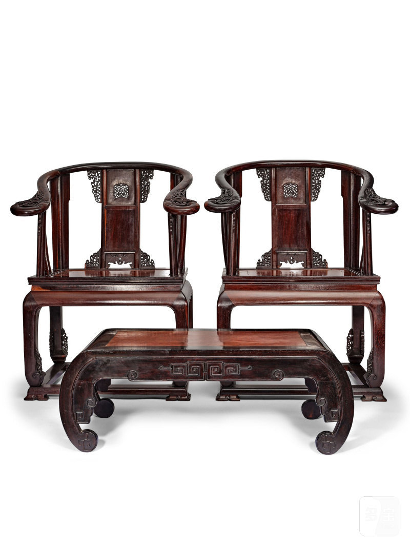 硬木鑲癭木椅成對 及 硬木鑲癭木炕几 | A PAIR OF BURLWOOD-INSET HARDWOOD ARMCHAIRS AND A BURLWOOD-INSET HARDWOOD KANG TABLE - 图9